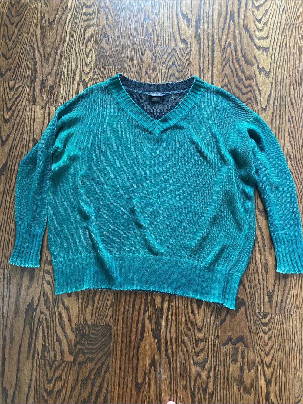 Avant Toi Women's Oversized Teal V-Neck Sweater